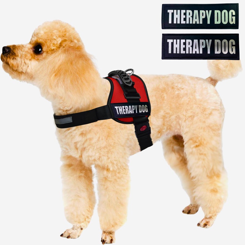 Albcorp Reflective Therapy Dog Vest Harness, Woven Nylon, Adjustable Service Animal Jacket, with 2 Hook and Loop Therapy Dog Removable Patches. Red, Extra Small - Image 2